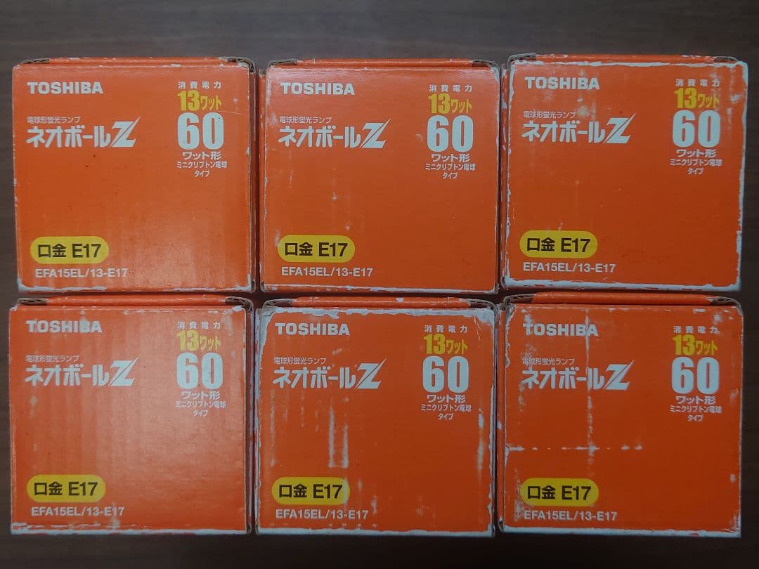 東芝 蛍光灯 ネオボールZ 60形 電球色 E17 6個セット