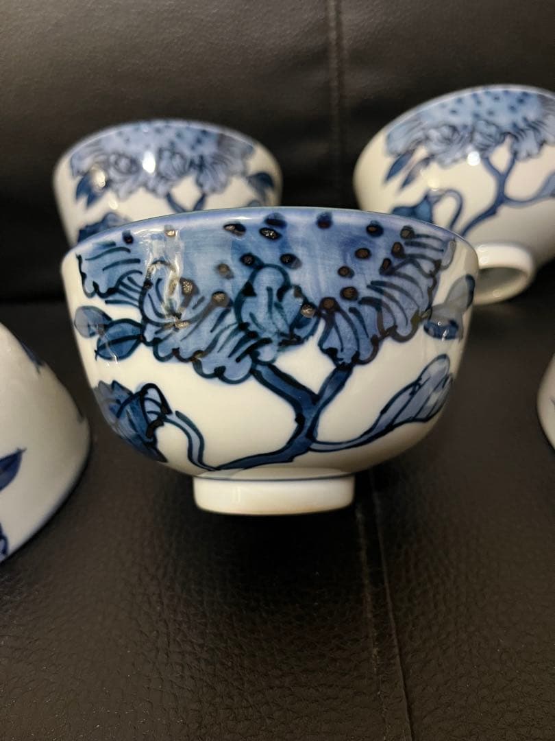 源右衛門窯 染付向日葵 飯碗5個 希少品