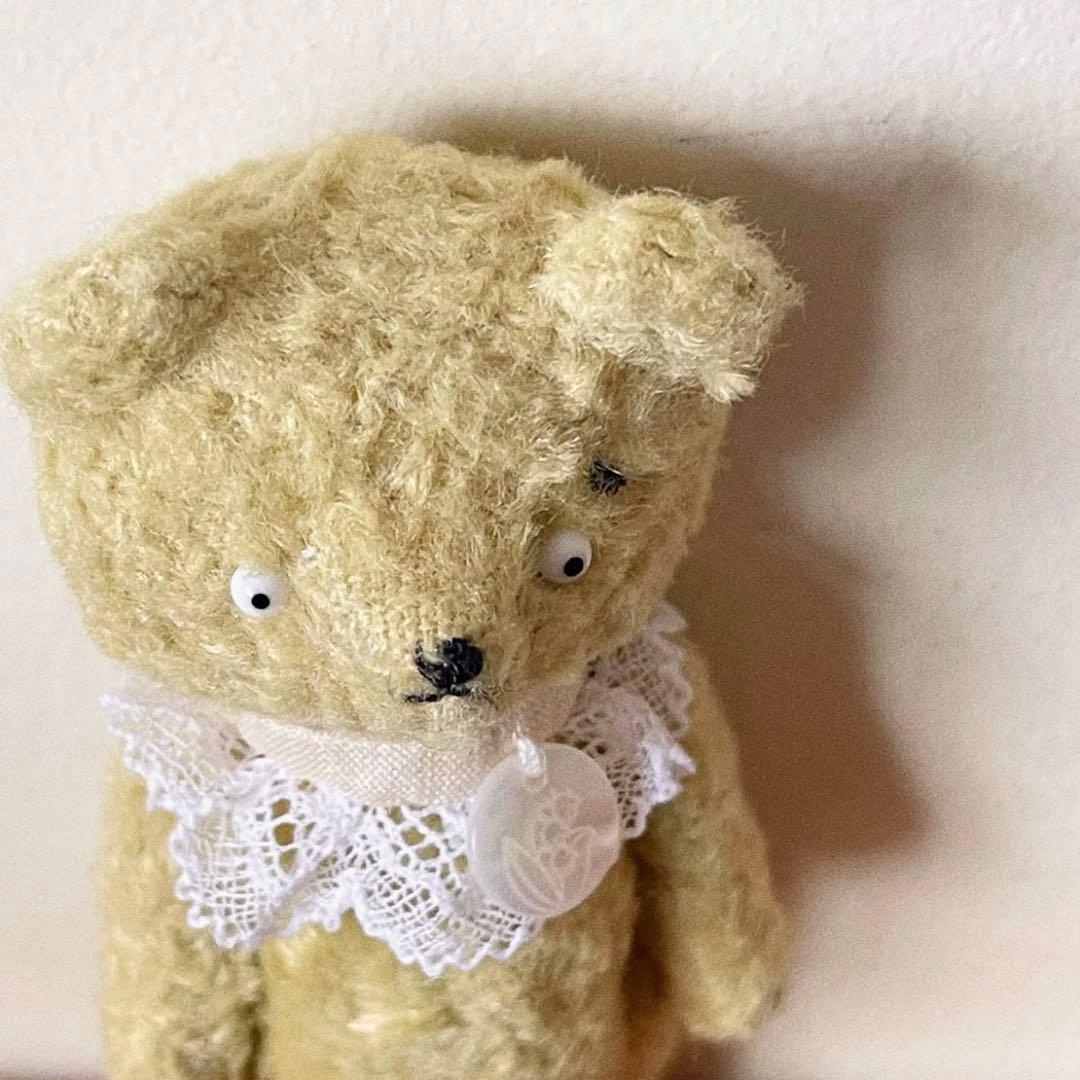 困惑顔のミニテディベア ぬいぐるみ くま 海外作家様 ドールハウス ハンドメイド