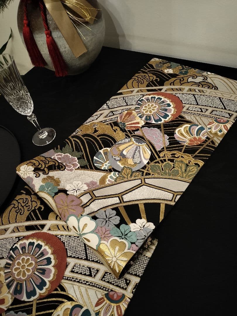 A808★高級‼️全通‼️袋帯テーブルランナー2m10cm　リバーシブル