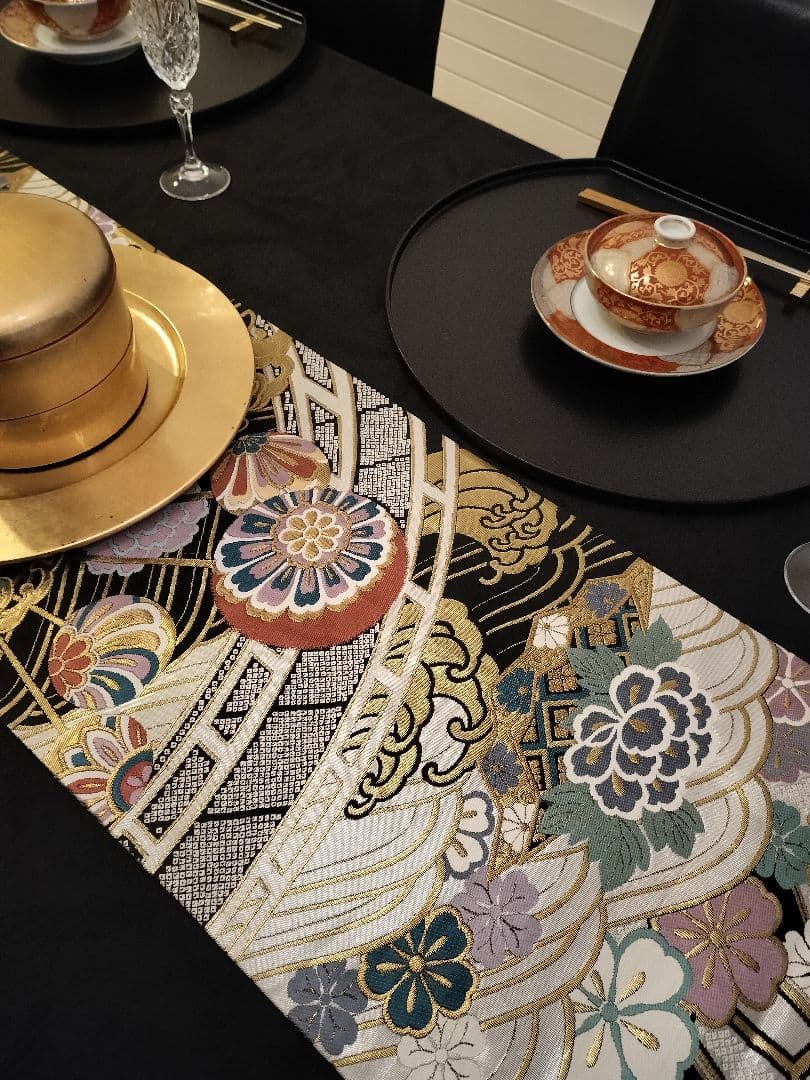 A808★高級‼️全通‼️袋帯テーブルランナー2m10cm　リバーシブル