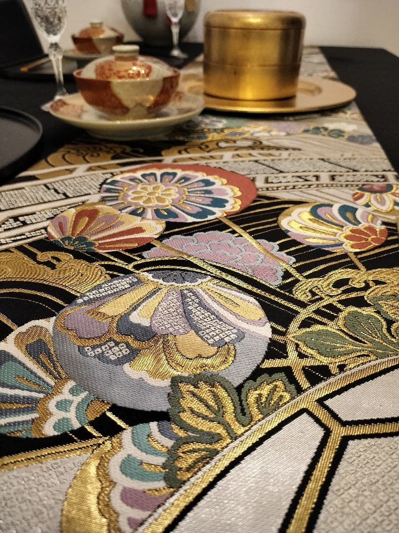 A808★高級‼️全通‼️袋帯テーブルランナー2m10cm　リバーシブル