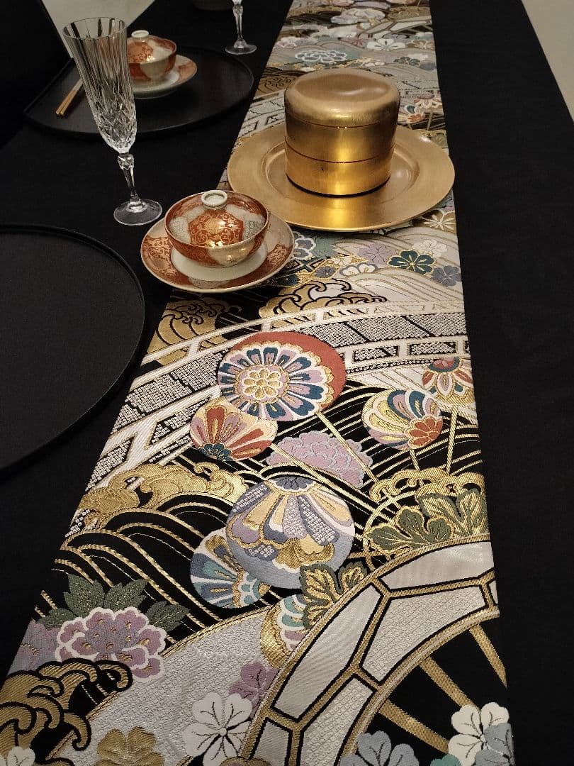 A808★高級‼️全通‼️袋帯テーブルランナー2m10cm　リバーシブル