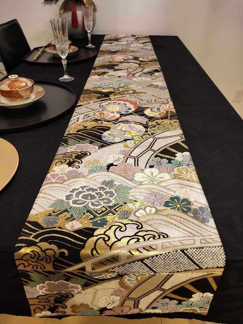 A808★高級‼️全通‼️袋帯テーブルランナー2m10cm　リバーシブル