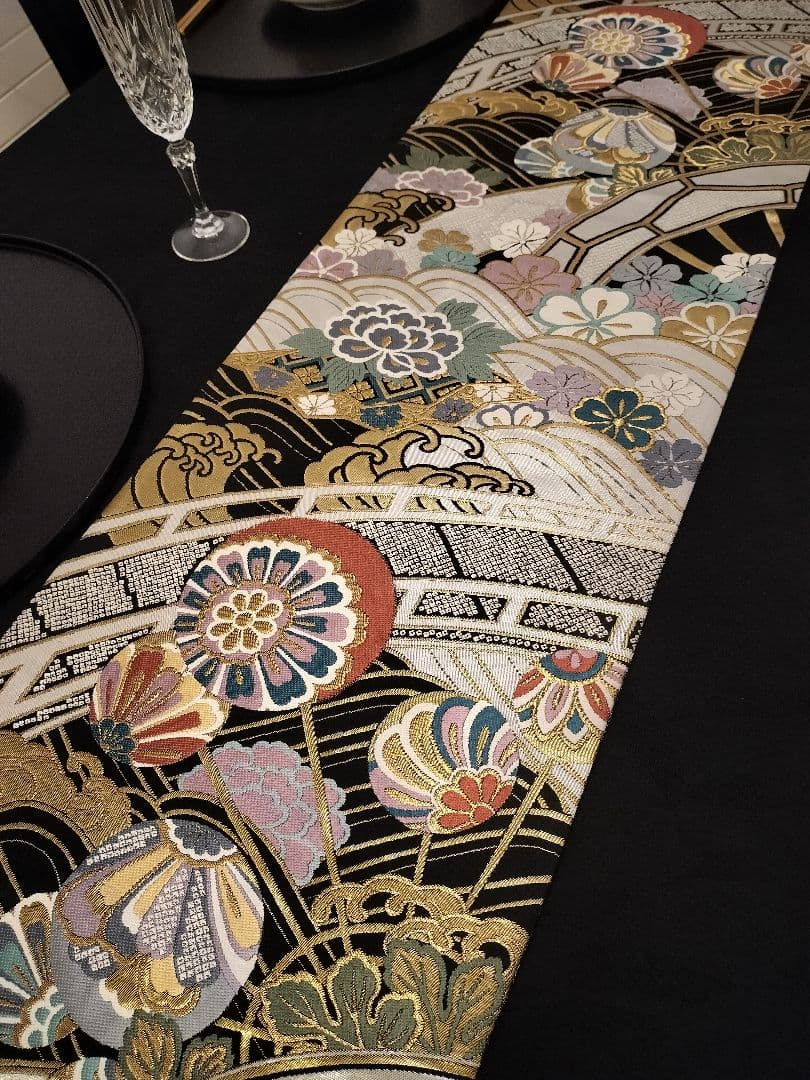 A808★高級‼️全通‼️袋帯テーブルランナー2m10cm　リバーシブル