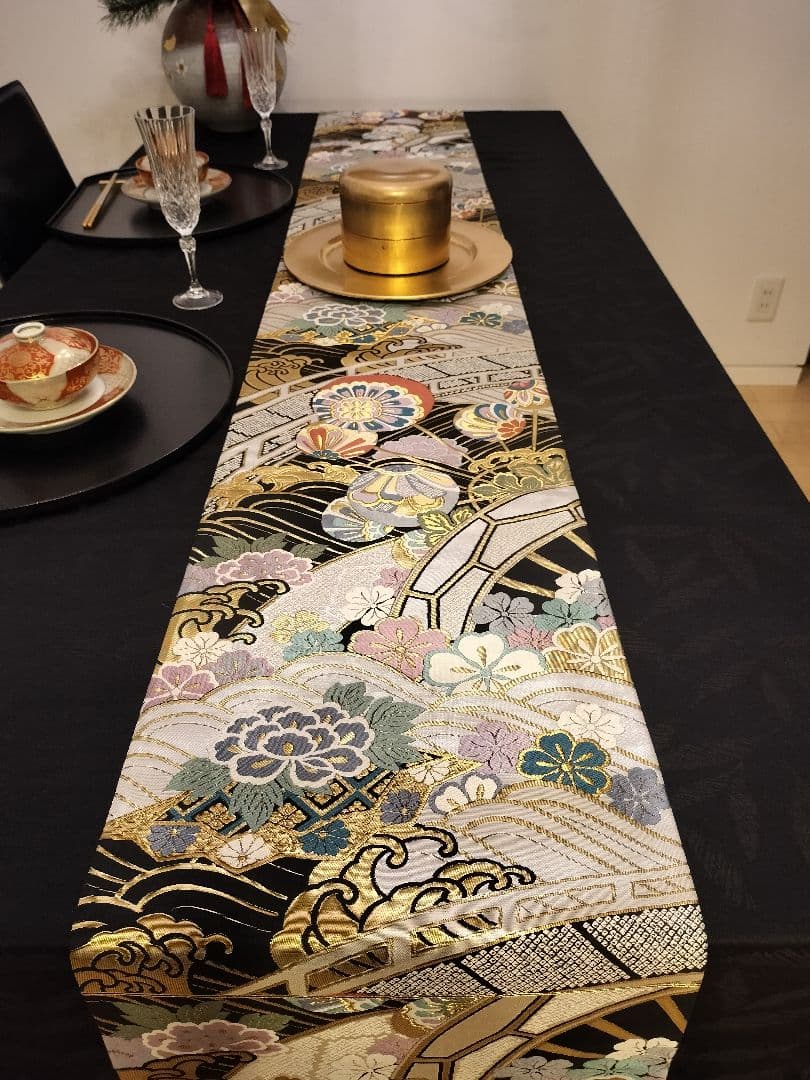 A808★高級‼️全通‼️袋帯テーブルランナー2m10cm　リバーシブル