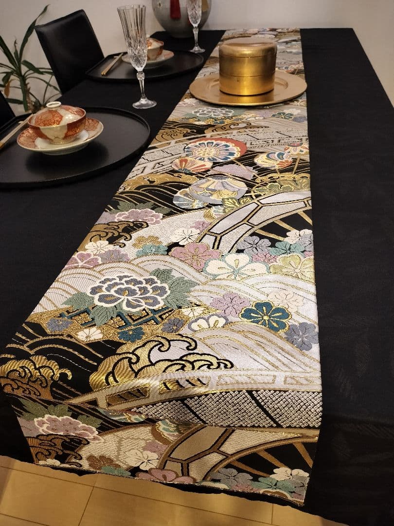 A808★高級‼️全通‼️袋帯テーブルランナー2m10cm　リバーシブル