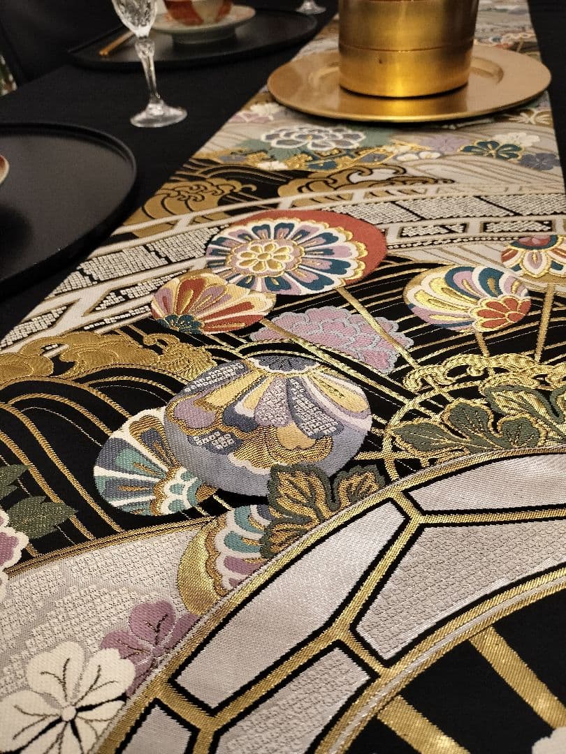 A808★高級‼️全通‼️袋帯テーブルランナー2m10cm　リバーシブル