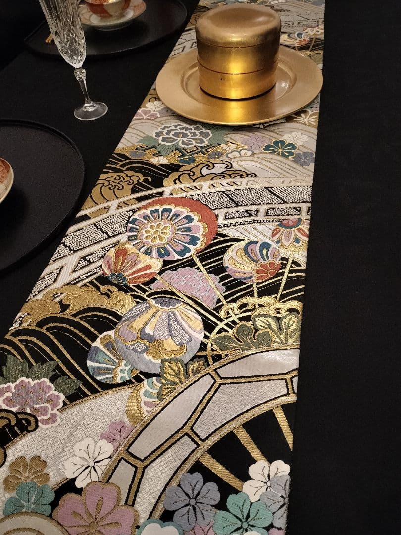 A808★高級‼️全通‼️袋帯テーブルランナー2m10cm　リバーシブル