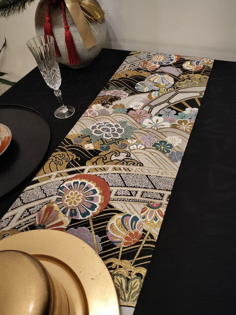 A808★高級‼️全通‼️袋帯テーブルランナー2m10cm　リバーシブル