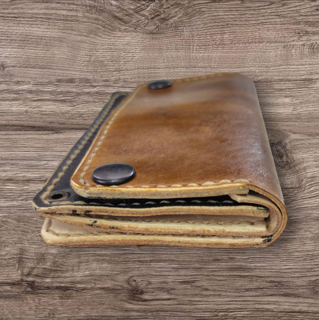 ミドル サイズ トラッカーウォレット 濃い茶×黒 (53)