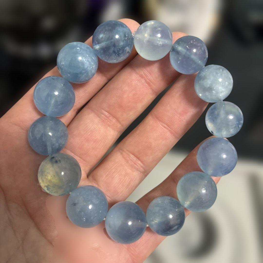 天然石アクアマリン ブレスレット16ミリ粒 17cm