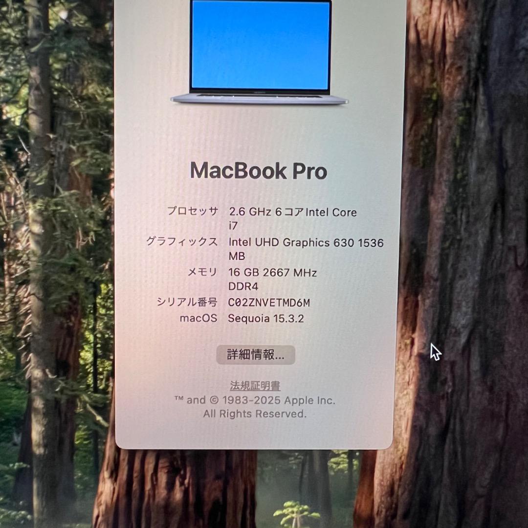 MacBook Pro 16インチ Intel i7 SSD 512GB