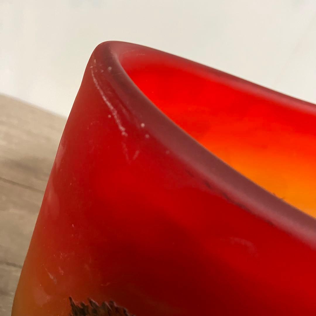 D-壁【芸術的逸品】中野良広 ヴィンテージ ガラス花瓶 風景刻印 オブジェ