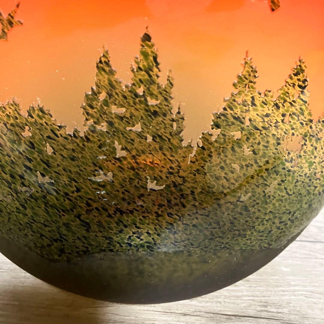 D-壁【芸術的逸品】中野良広 ヴィンテージ ガラス花瓶 風景刻印 オブジェ