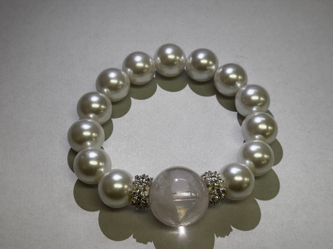 天然クリスタル×パール ブレスレット