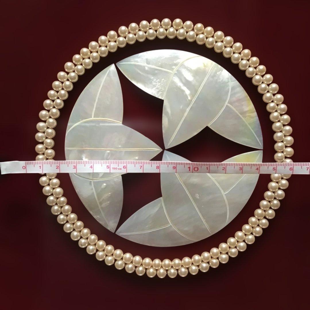 真珠とアコヤ貝の装飾品 螺鈿細工　九枚笹　本真珠　ハンドメイド材料