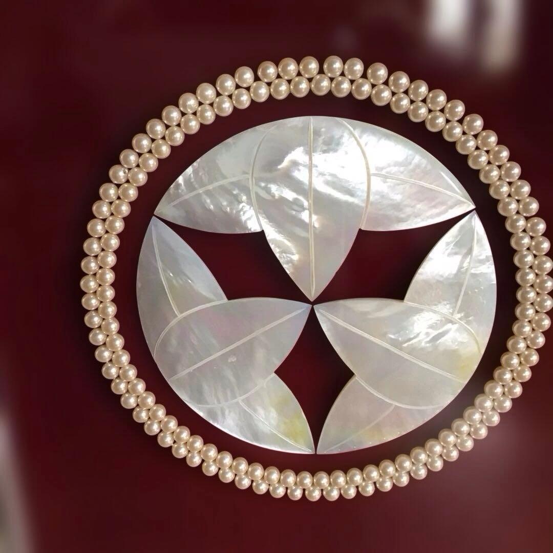 真珠とアコヤ貝の装飾品 螺鈿細工　九枚笹　本真珠　ハンドメイド材料