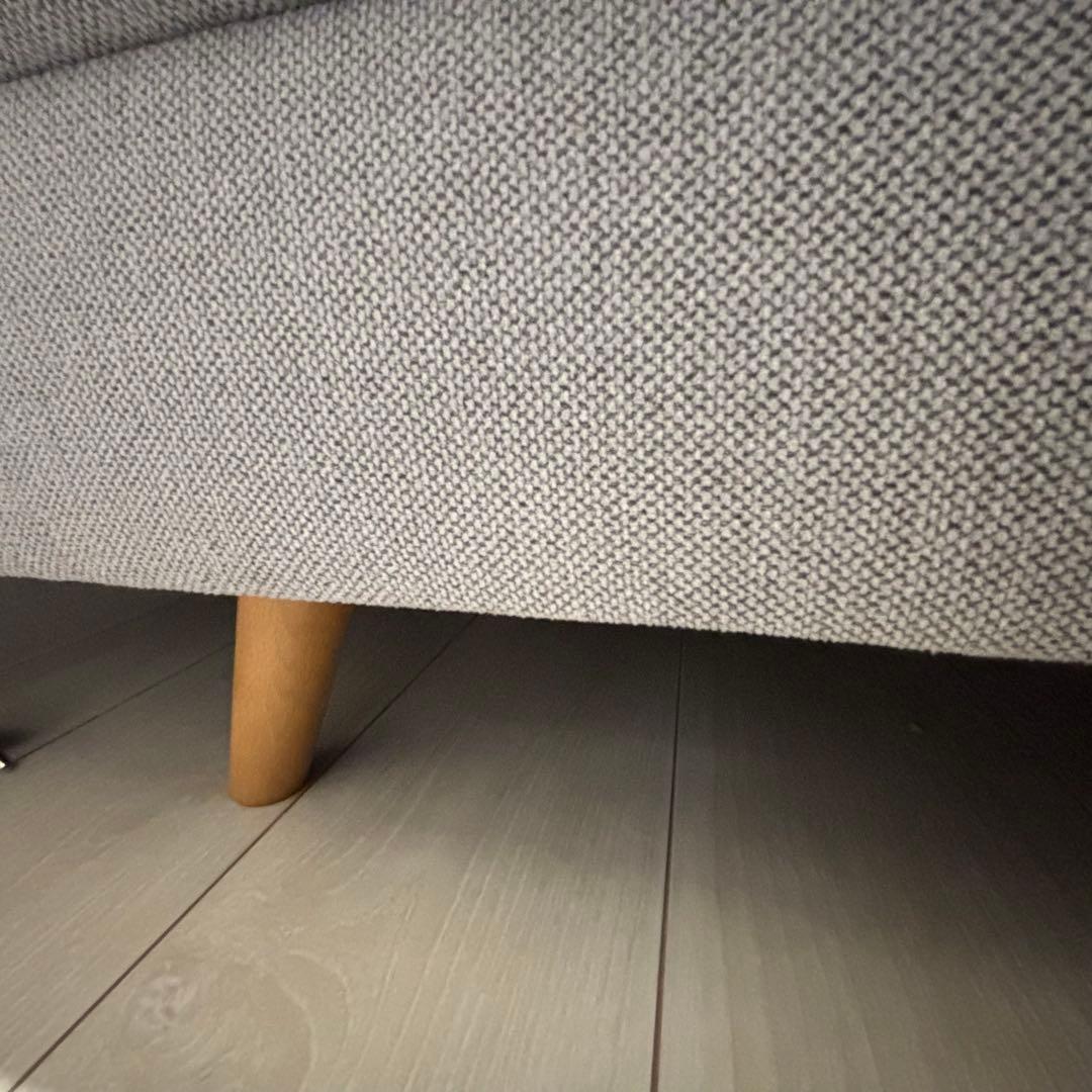 【良品】ワイド座面ソファ『Plento プレント』二人掛けソファ単品 グレー