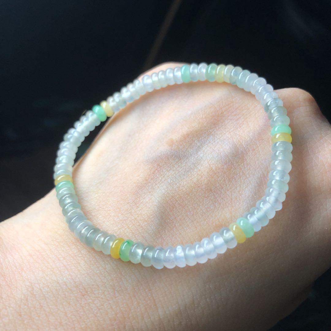 ミャンマー産氷種本翡翠金運アップブレスレット