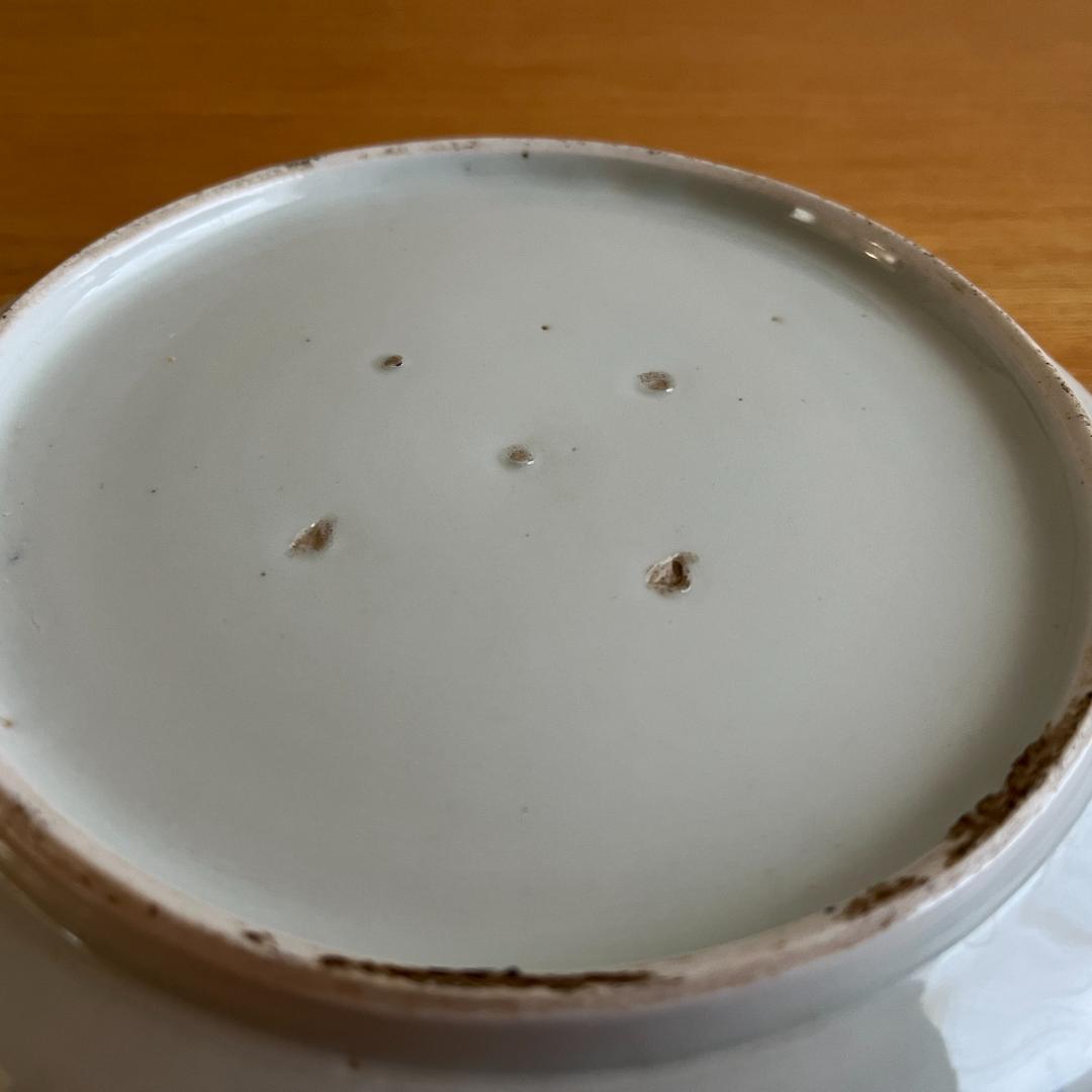 古伊万里 染付 楼閣山水図 皿（時代箱付）φ21.9cm