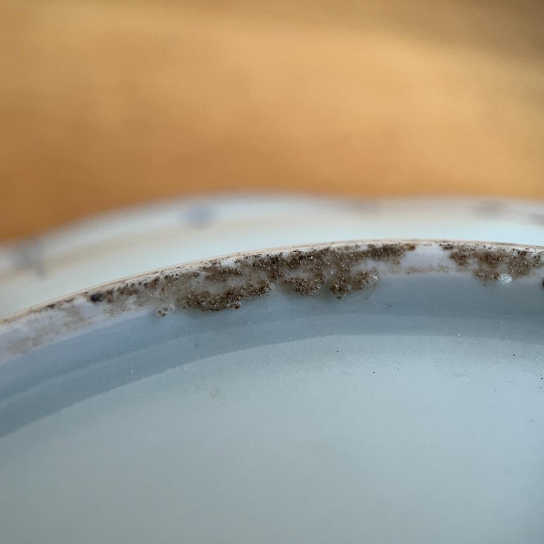 古伊万里 染付 楼閣山水図 皿（時代箱付）φ21.9cm