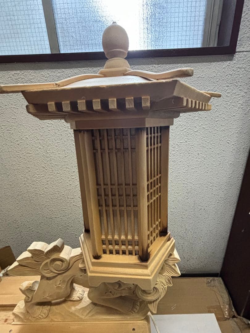 木製狛犬灯籠　台付