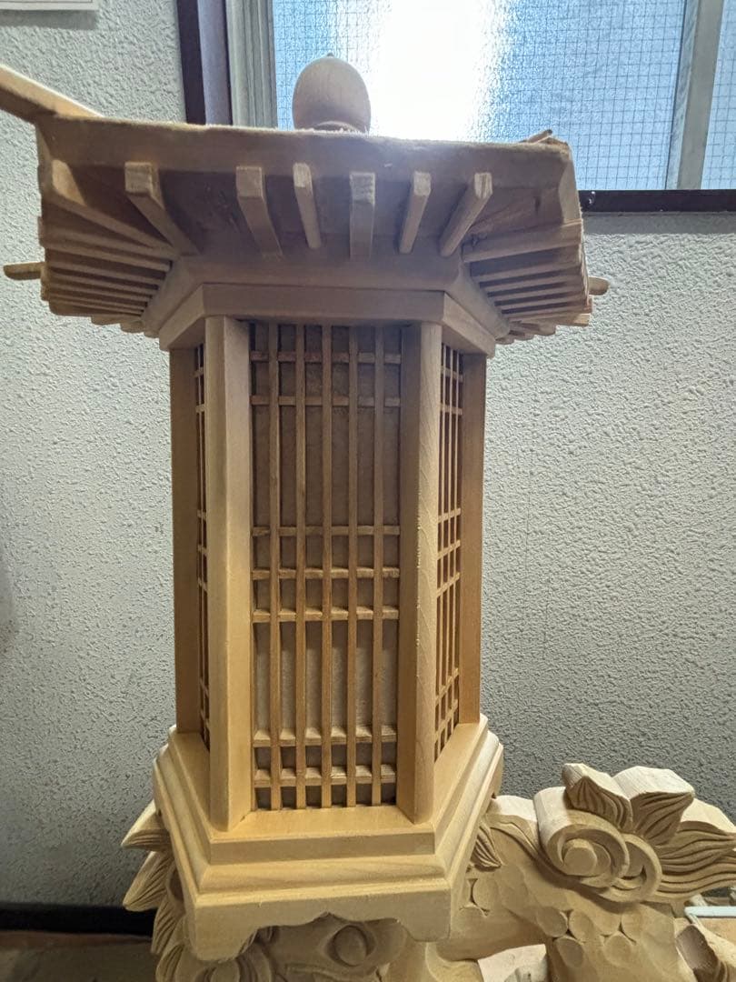 木製狛犬灯籠　台付