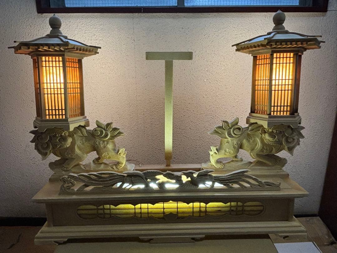 木製狛犬灯籠　台付