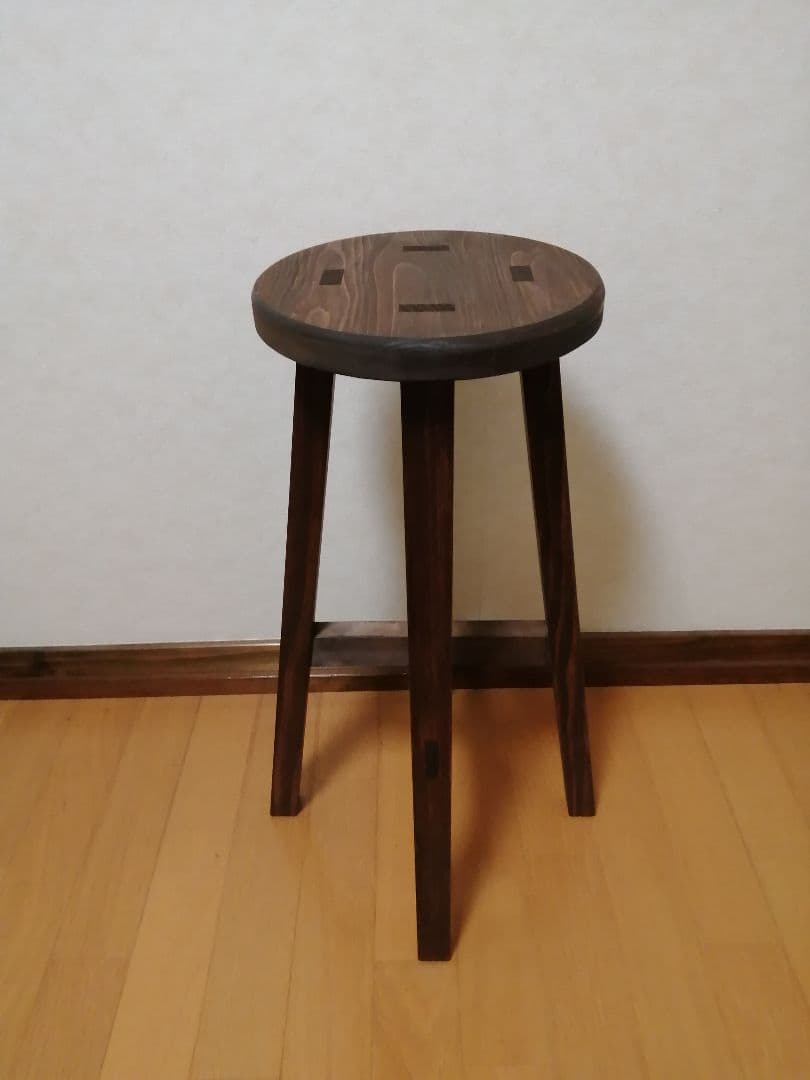 【ほぞ組】木製スツール　高さ70cm　丸椅子　stool
