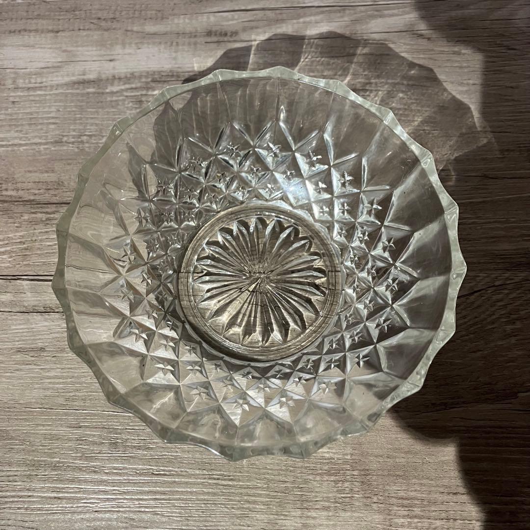 D-4 【2個セット】ガラスボウル 星柄 フルーツ皿 サラダボウル