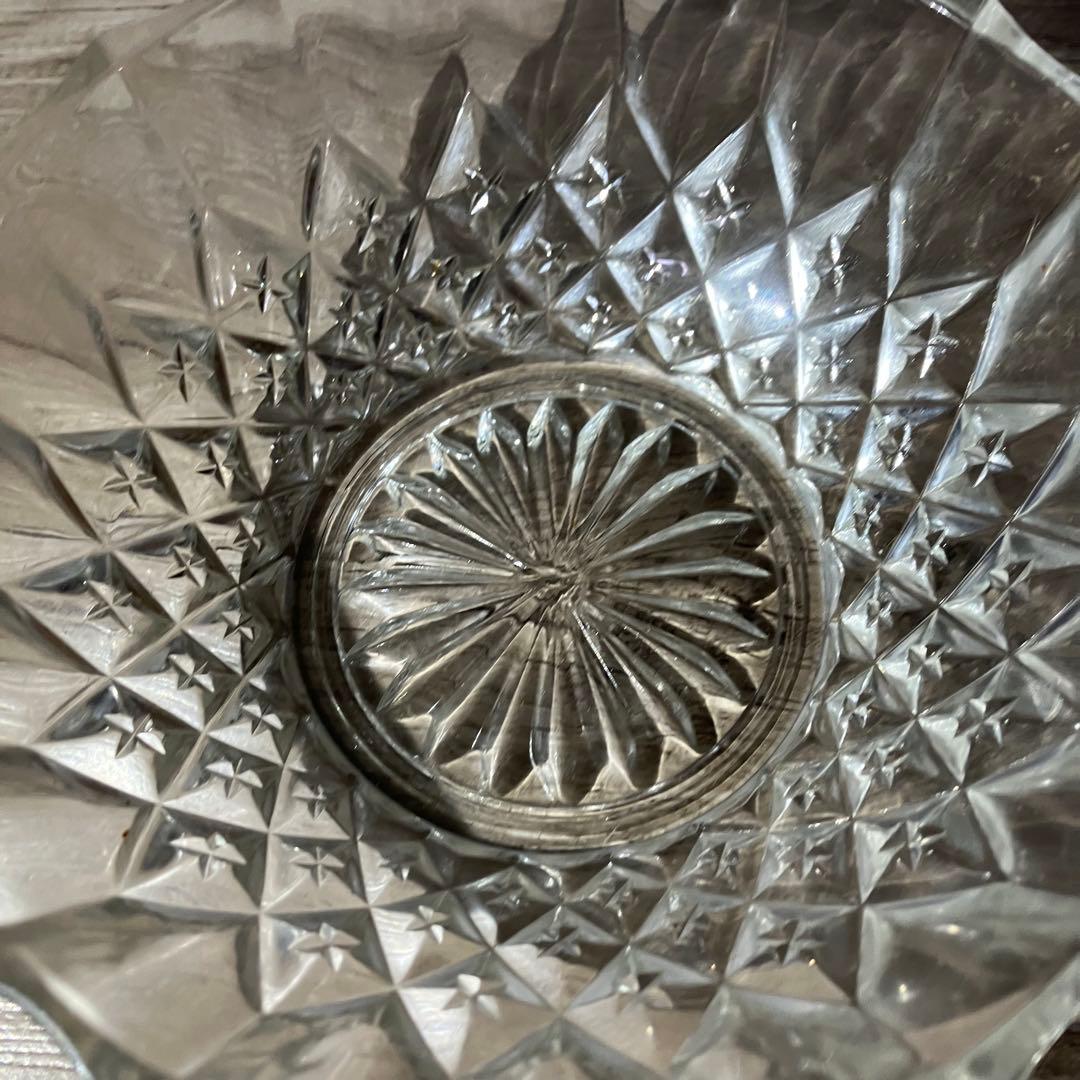 D-4 【2個セット】ガラスボウル 星柄 フルーツ皿 サラダボウル