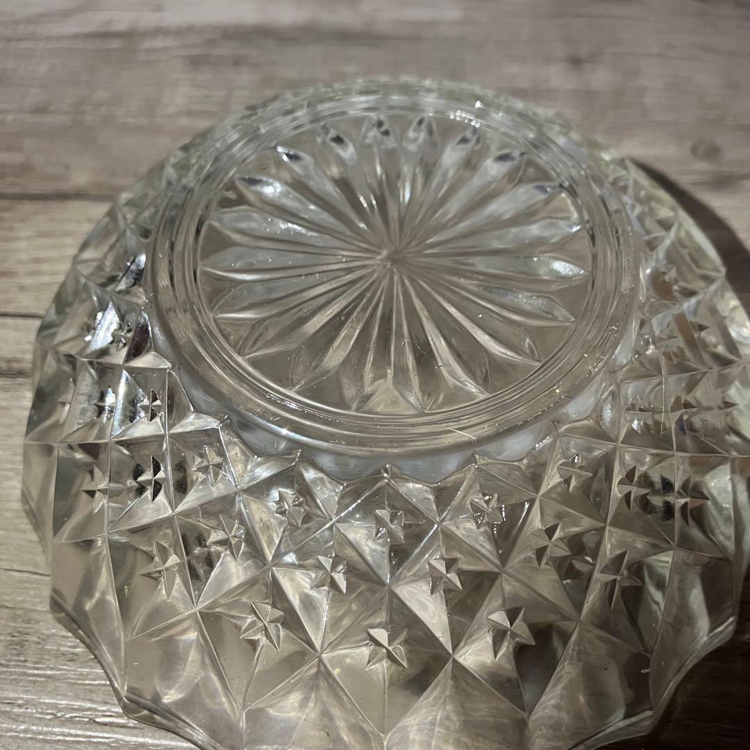 D-4 【2個セット】ガラスボウル 星柄 フルーツ皿 サラダボウル