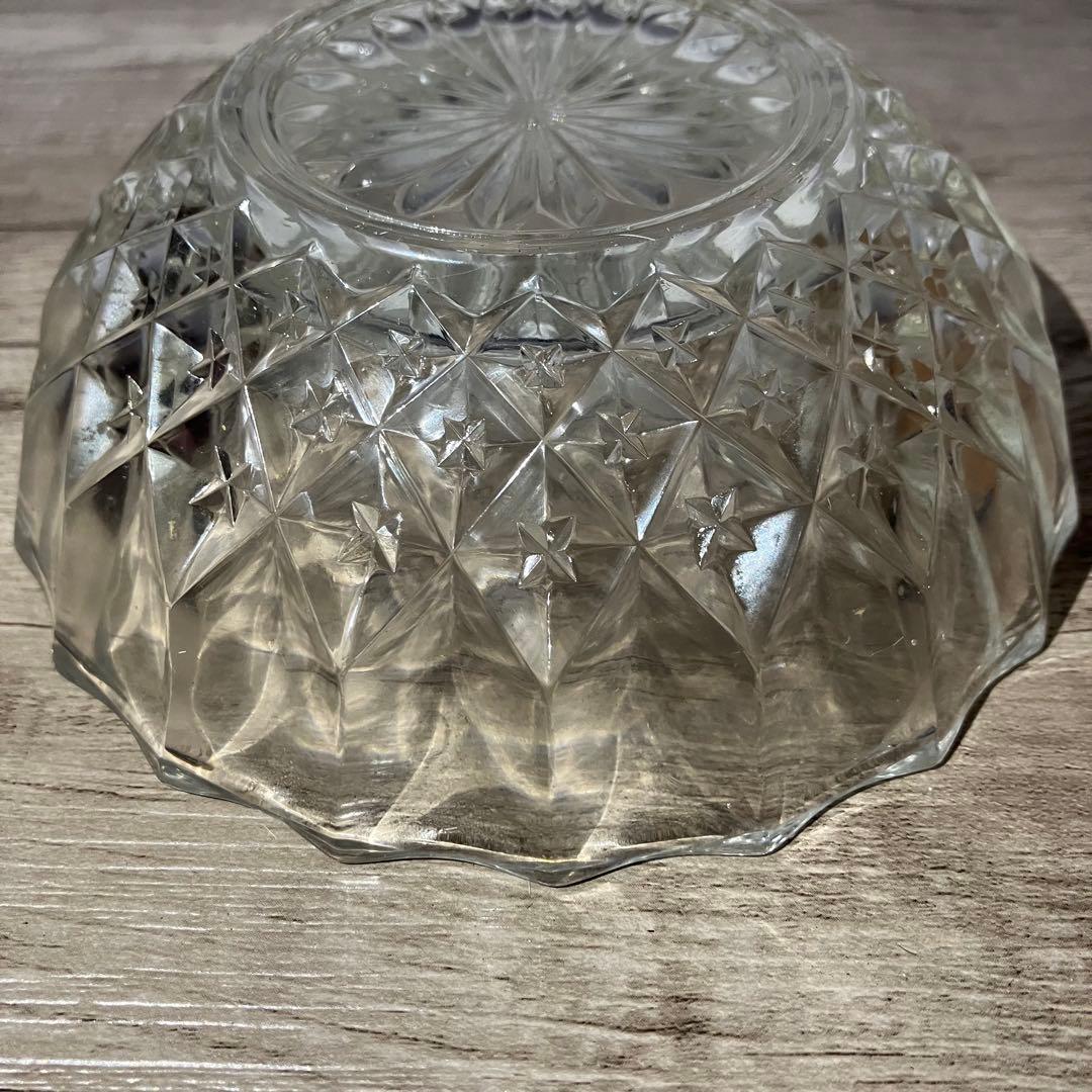 D-4 【2個セット】ガラスボウル 星柄 フルーツ皿 サラダボウル