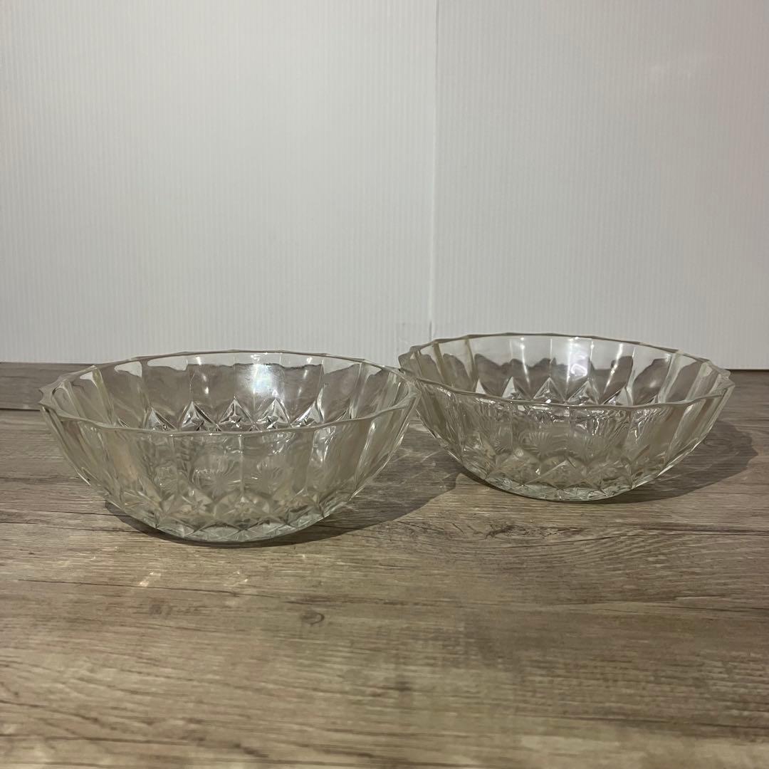 D-4 【2個セット】ガラスボウル 星柄 フルーツ皿 サラダボウル