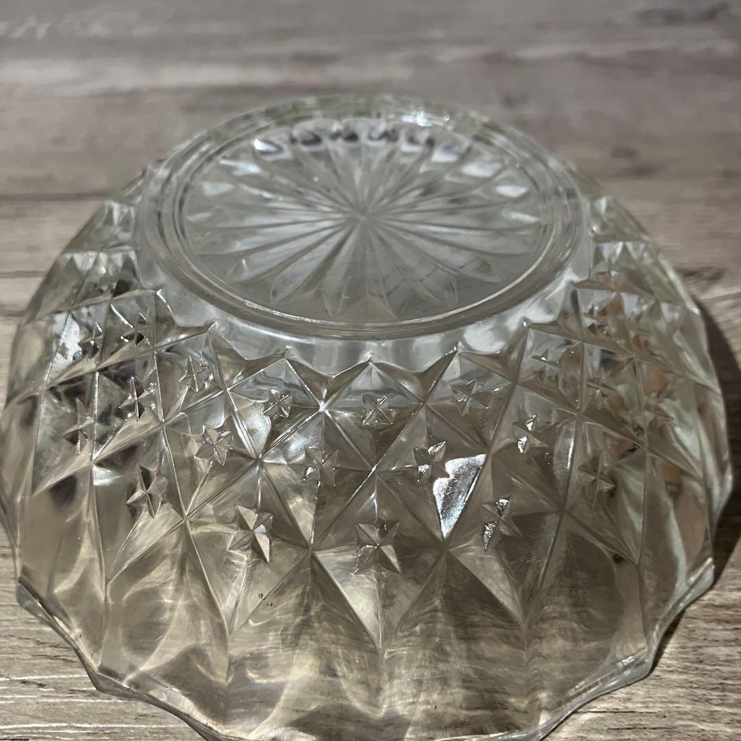 D-4 【2個セット】ガラスボウル 星柄 フルーツ皿 サラダボウル