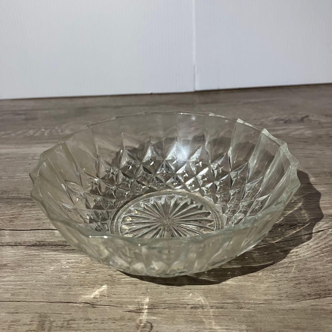 D-4 【2個セット】ガラスボウル 星柄 フルーツ皿 サラダボウル