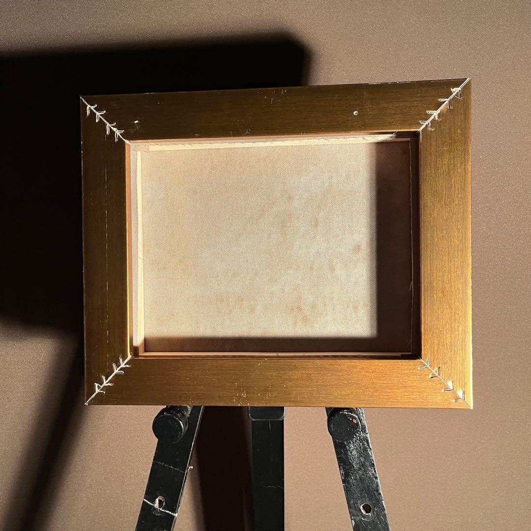 手描き油絵 パリの風景 エッフェル塔 ダーク 額付 肉筆絵画 インテリア 油彩画