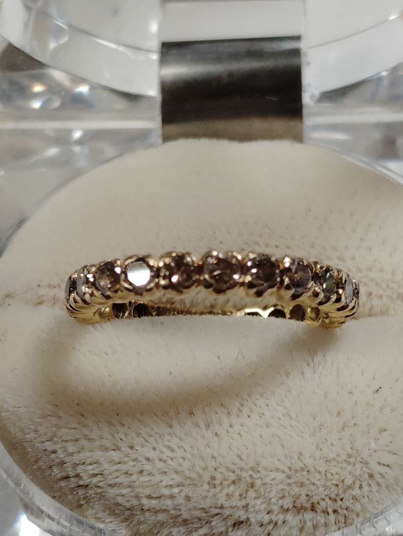 K18 ブラウンダイヤ 1.0ct エタニティリング 約2.5g ヴィンテージ