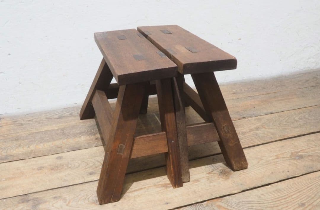 1441 2脚セット　レトロなスツール　イス　チェア　古家具　ガーデニング　台