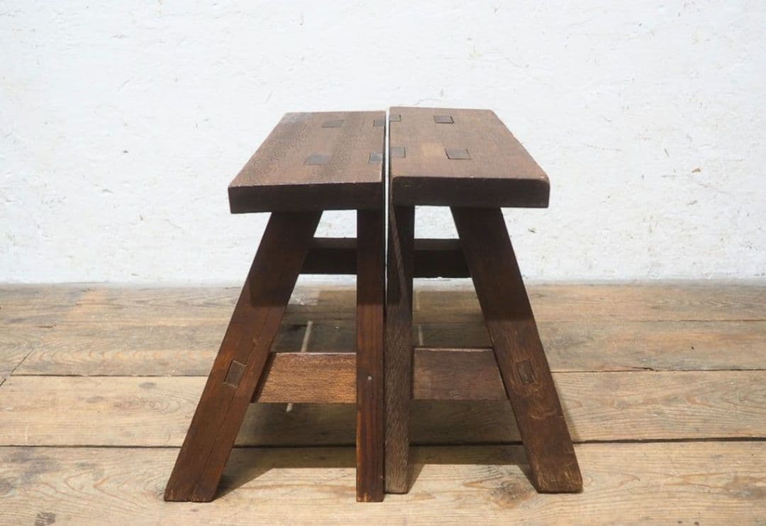 1441 2脚セット　レトロなスツール　イス　チェア　古家具　ガーデニング　台