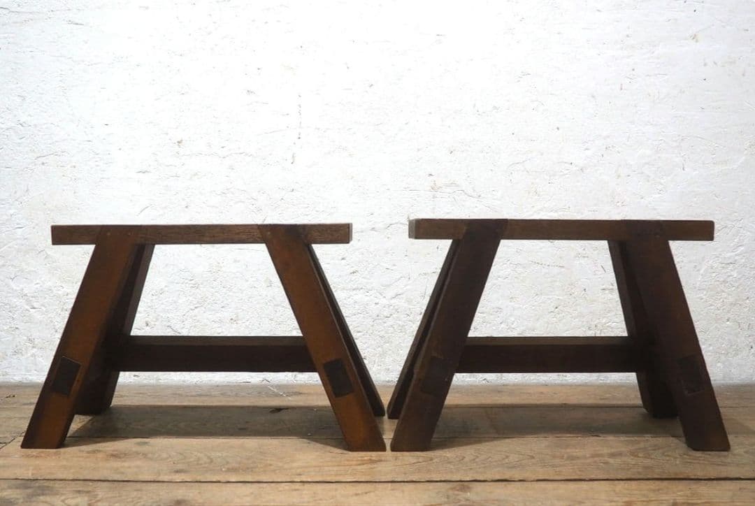 1441 2脚セット　レトロなスツール　イス　チェア　古家具　ガーデニング　台