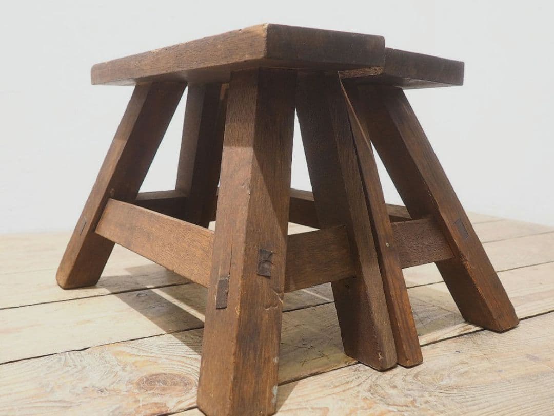 1441 2脚セット　レトロなスツール　イス　チェア　古家具　ガーデニング　台