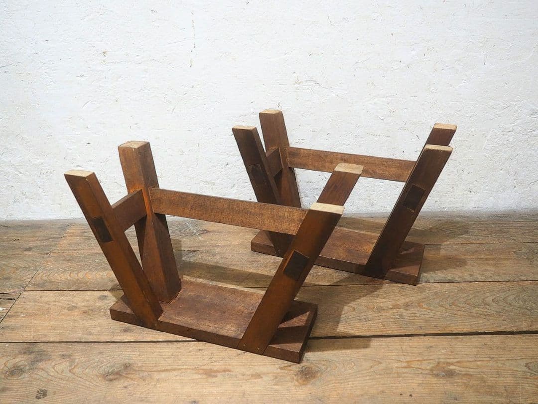 1441 2脚セット　レトロなスツール　イス　チェア　古家具　ガーデニング　台