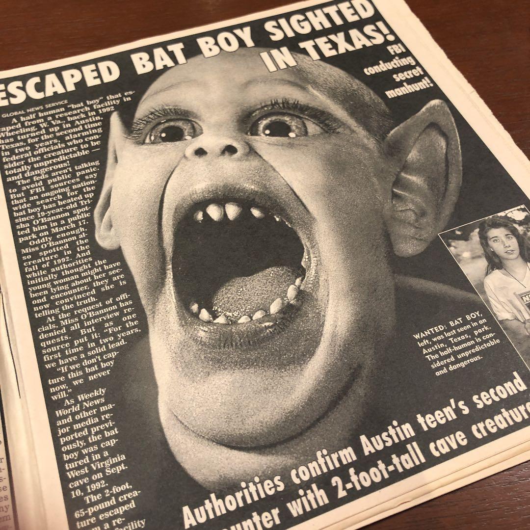 【新聞記事】アメリカンジョーク新聞　アンティーク　コウモリの子