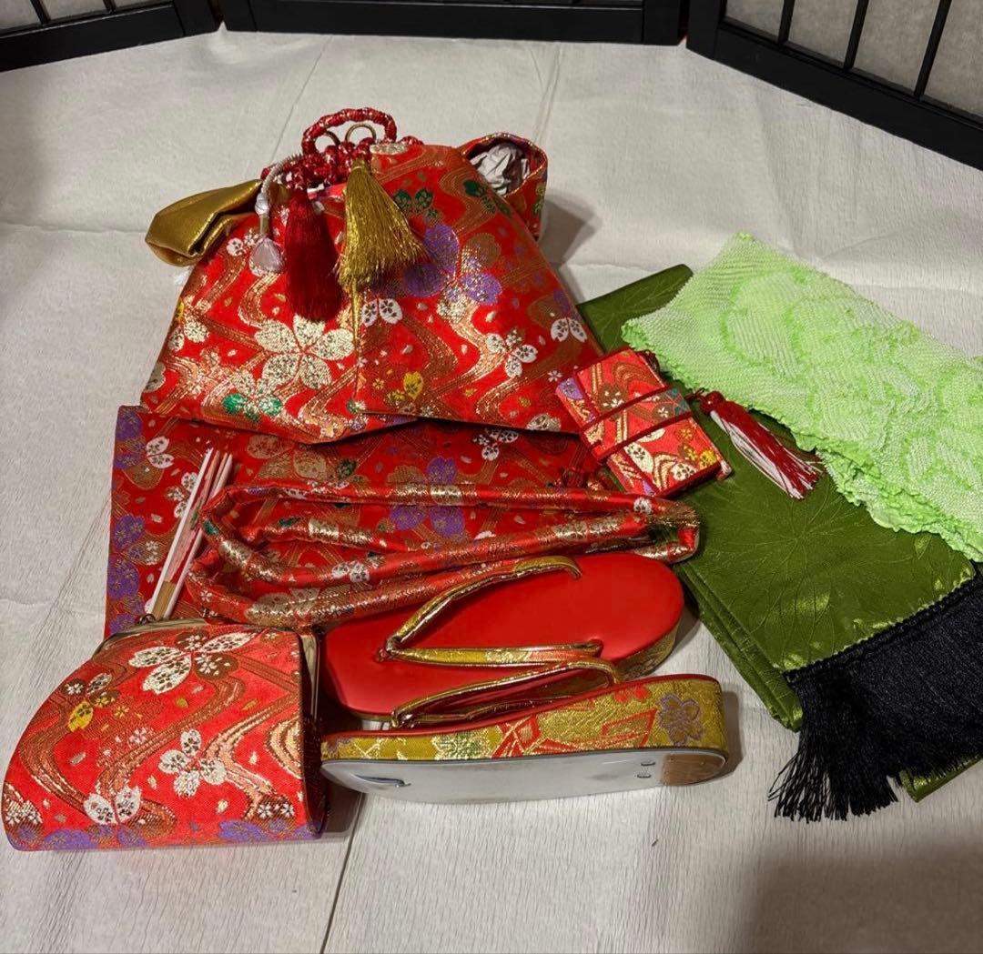 七五三　着物セット　7歳　茶色　ブラウン　フルセット