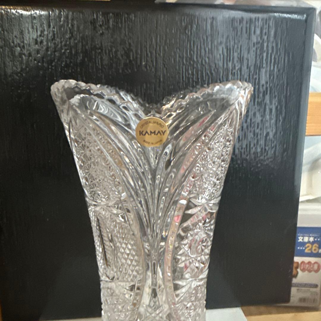 新品未使用品KAMAY ガラス　花瓶　透明　ガラス細工