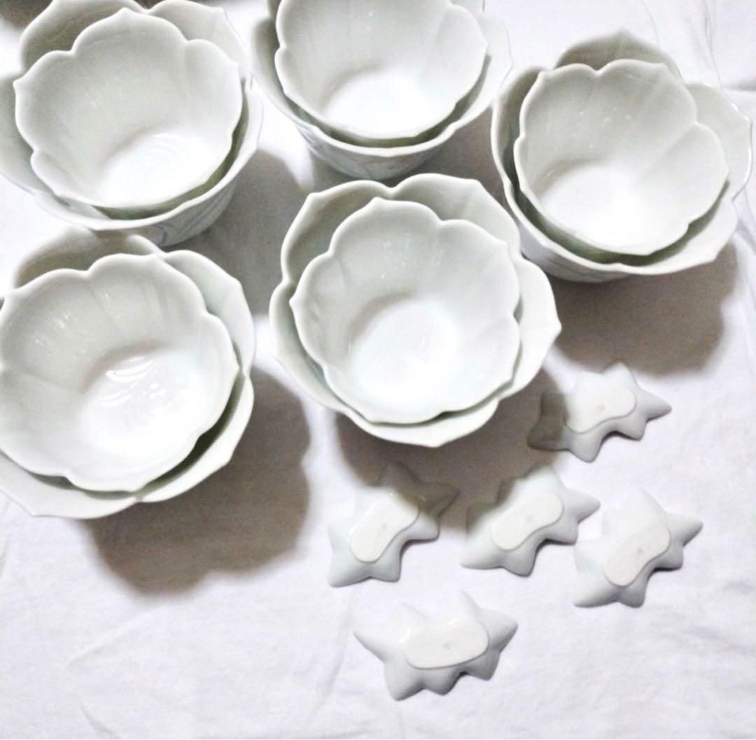 新品未使用 有田焼小鉢 箸置き ホワイト 白 花 和食器 新生活 小皿セット