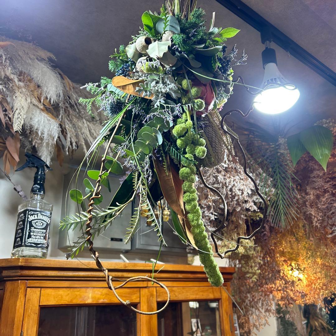 アマランサスとバンクシア＋プロテアのスワッグ