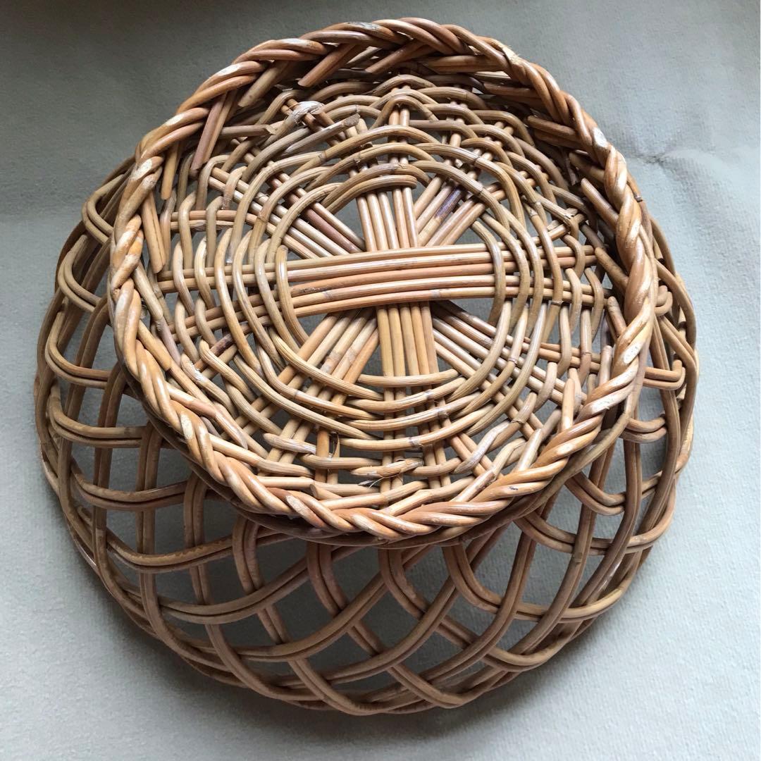 お風呂屋さん脱衣籠②ラタン　昭和レトロ　希少品